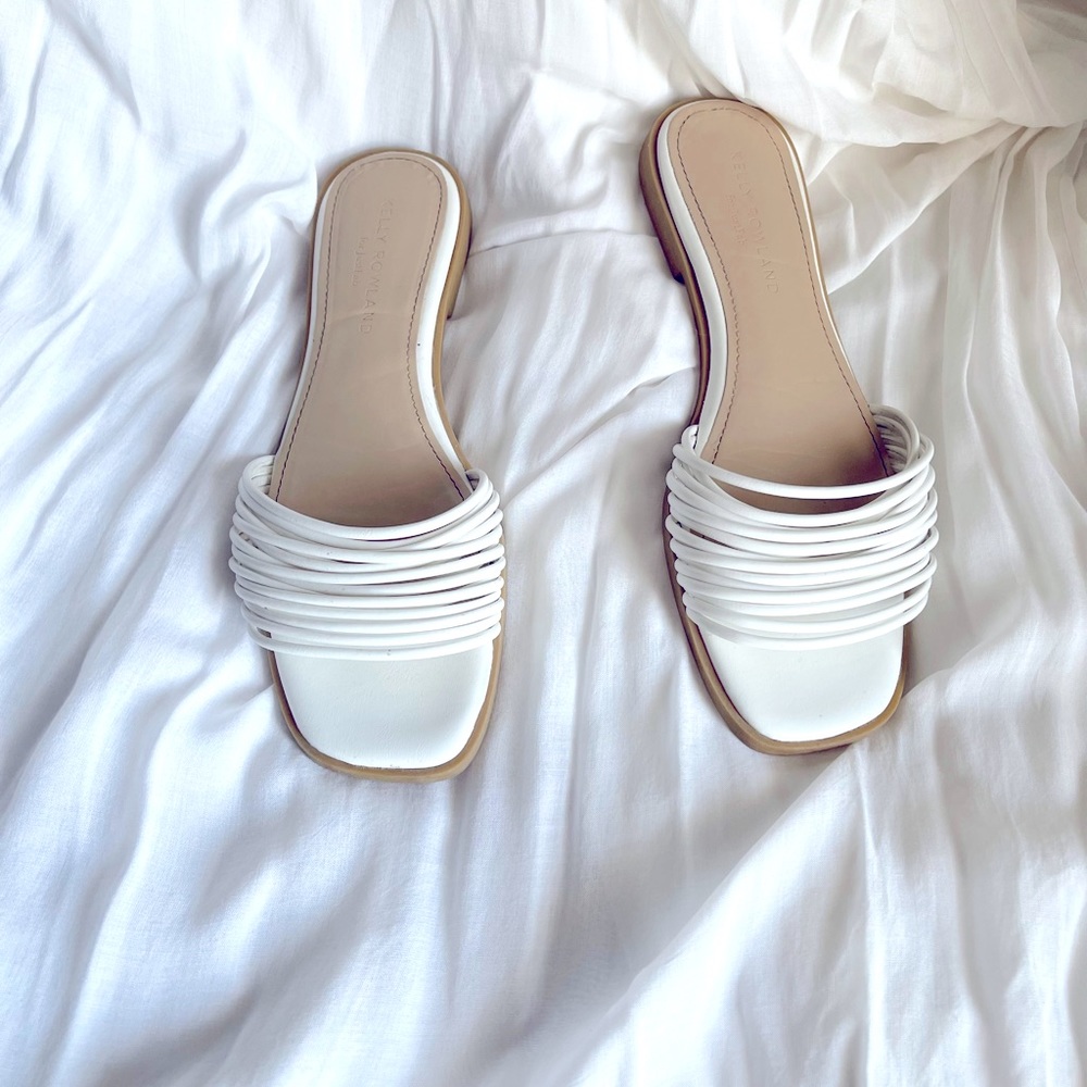 White/Tan Justfab Sandles size 6